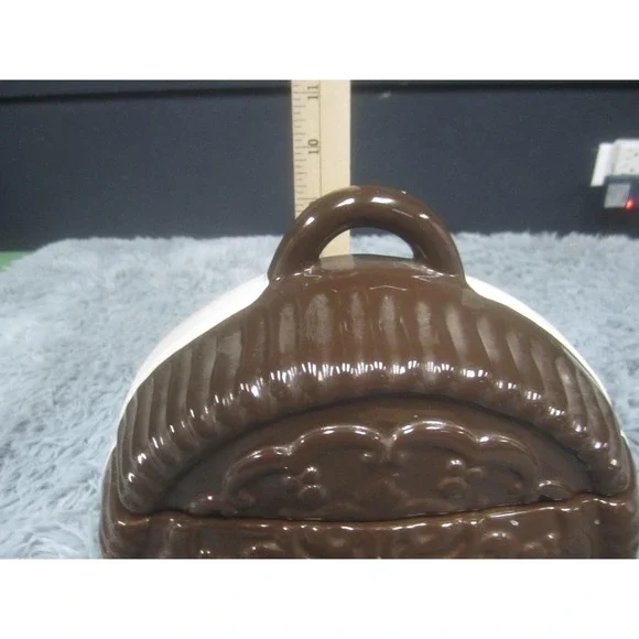 Vintage Brown Ceramic Sandwich Cookie Jar Cookies Japan Kitchen Retro Decor